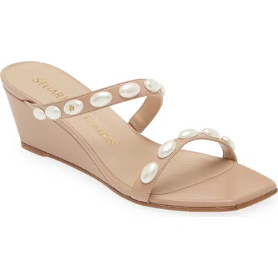 Stuart Weitzman Pearlita 50 Wedge Slide Sandal In Brown