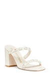 Stuart Weitzman Pearlita Metallic Two-band Wedge Sandals In Seashell
