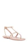 Stuart Weitzman Pearlita Stud T-strap Sandals In Grey