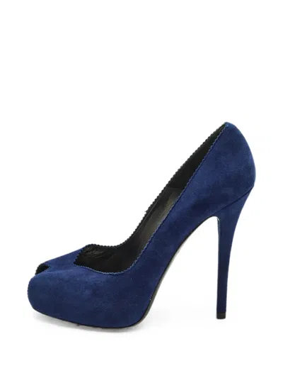 Pre-owned Stuart Weitzman Peep-toe Heeled Pumps In Blue