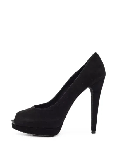 Pre-owned Stuart Weitzman Peep-toe Platform Pumps In Black