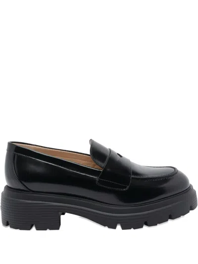STUART WEITZMAN PENNY-SLOT PLATFORM LOAFERS