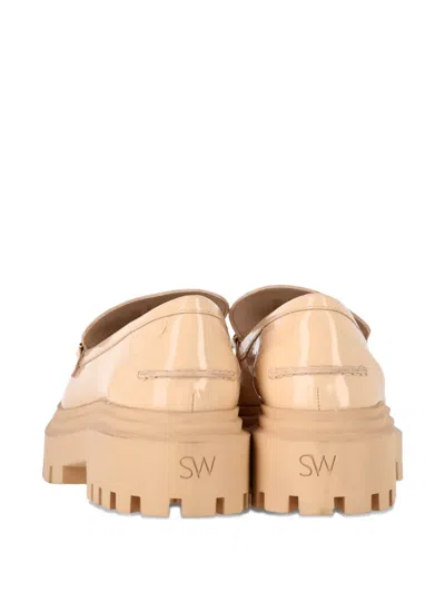 Pre-owned Stuart Weitzman Perla Embellished Platform Loafers In Neutral