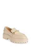Stuart Weitzman Perla Imitation Pearl Lug Sole Loafer In Museline Tonal