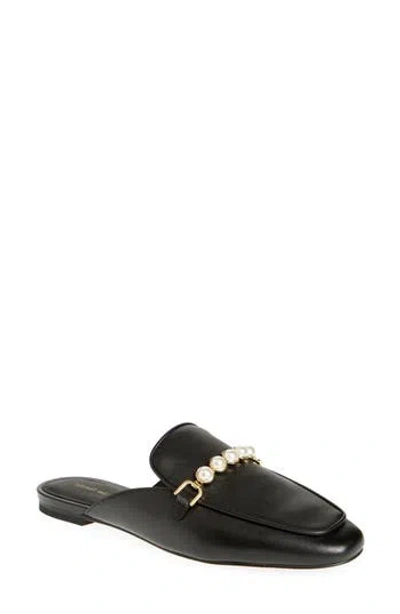 Stuart Weitzman Perla Imitation Pearl Mule In Black