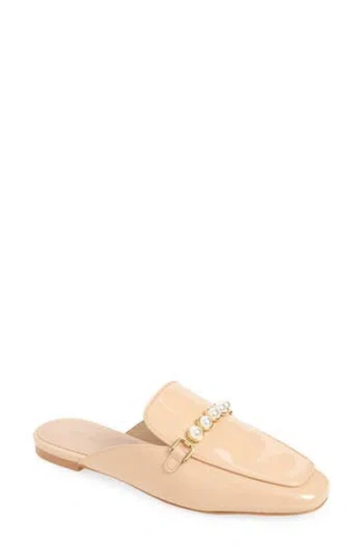 Stuart Weitzman Perla Imitation Pearl Mule In Golden Beige