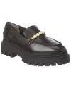 Stuart Weitzman Perla Embellished Patent-leather Platform Loafers In Black