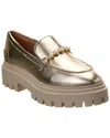 Stuart Weitzman Perla Ulra Lug Leather Loafer In Gold