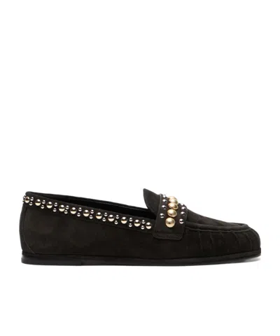 Stuart Weitzman Perry Stud-embellished Loafers In Animal Print