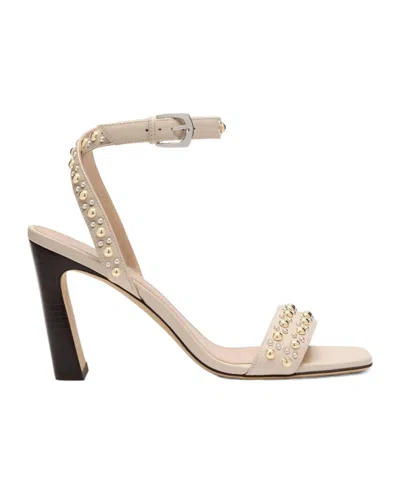 Stuart Weitzman Perry Sandal 85 In Linen/maroon Wine