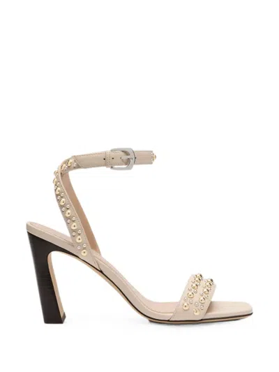 Stuart Weitzman Perry Stud-embellished Heeled Sandals In Neutral