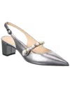 Stuart Weitzman Pia Mary Jane Leather Slingback Pump In Silver