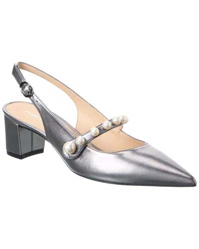 Stuart Weitzman Pia Mary Jane Leather Slingback Pump In Silver