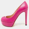 Stuart Weitzman Pink Leather Peep Toe Platform Pumps In Pink