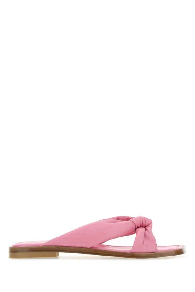 STUART WEITZMAN STUART WEITZMAN PINK NAPPA LEATHER PLAYA SLIPPERS