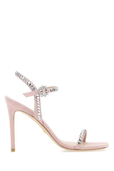 STUART WEITZMAN PINK SUEDE GEMCUT 100 SANDALS