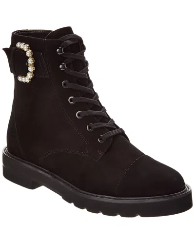 Stuart Weitzman Piper Lift Suede Bootie In Black