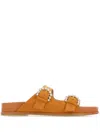 Stuart Weitzman Leather Slippers In Brown