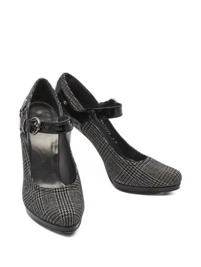 Pre-owned Stuart Weitzman Plaid Buckle-strap Pumps In Grey