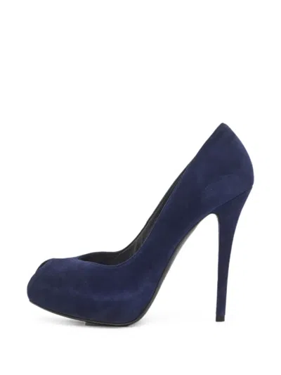 Pre-owned Stuart Weitzman Platform Peep-toe Pumps In Blue