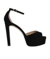 Stuart Weitzman Women's Discoplatform Suede Ankle Loop Sandals In Black