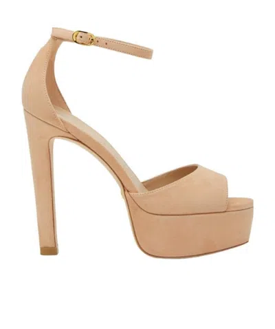 Stuart Weitzman Platform Suede Sandals In Nude