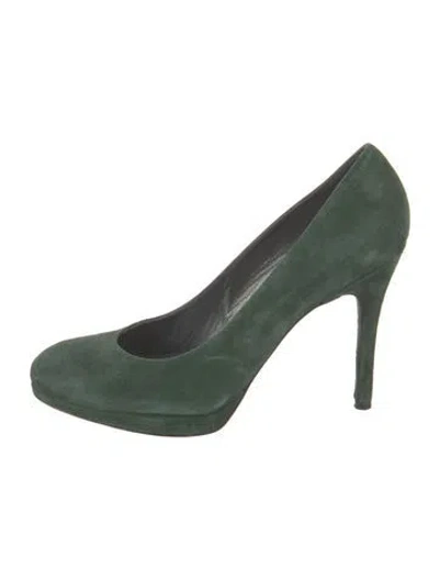 Pre-owned Stuart Weitzman Platswoon Suede Pumps In Green