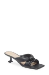Stuart Weitzman Playa 50 Knot Kitten Heel Sandal In Black