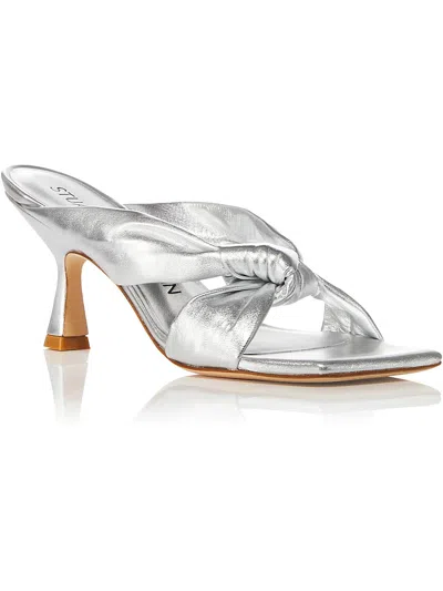 Stuart Weitzman Cece Metallic Twisted Ring Slide Sandals In Silver