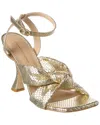 Stuart Weitzman Playa Ankle Strap Snake-embossed Leather Sandal In Gold