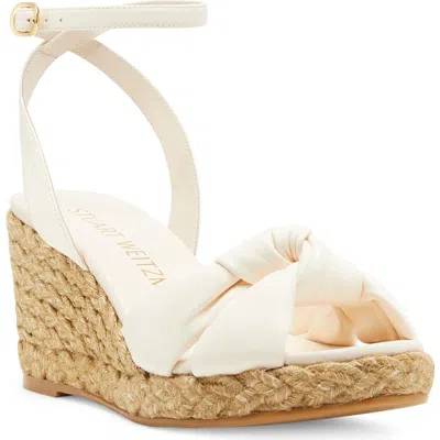 Stuart Weitzman Playa Espadrille Knot Wedge Sandal In White