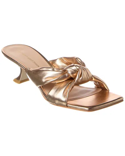 Stuart Weitzman Playa Knot Leather Sandal In Gold