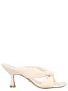 Stuart Weitzman 'sculpted Heel Leather Sandals With Knotted Design' In White