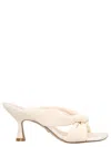 Stuart Weitzman 'sculpted Heel Leather Sandals With Knotted Design' In White