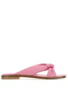 Stuart Weitzman Nappa Leather Knit Bow Slippers In Pink