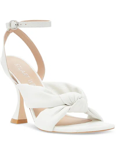 Stuart Weitzman Playa Womens Leather Ankle Strap Slingback Sandals In White