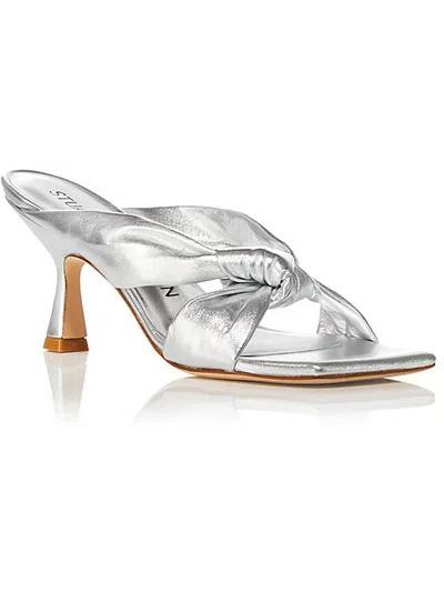 Stuart Weitzman Cece Metallic Twisted Ring Slide Sandals In Silver