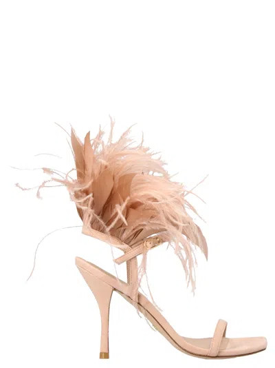 Stuart Weitzman Plume Heeled Sandals In Pink