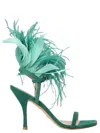 Stuart Weitzman Feather Detail Stiletto Heel Sandals In Green