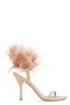 Stuart Weitzman Plume 100 Feather-trimmed Sandals In Neutral