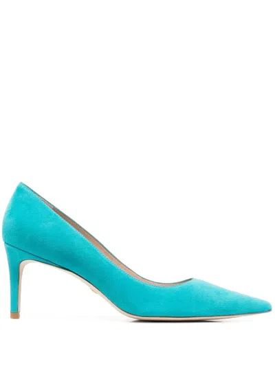 Stuart Weitzman Pointed 70mm Suede Pumps In Blue