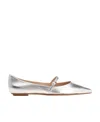 Stuart Weitzman Emilia Metallic Mary Jane Ballerina Flats In Silver