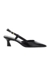 Stuart Weitzman Vinnie 50 Slingback Womens Solid Leather Slingback Heels In Black