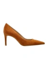 Stuart Weitzman Omens Tan Stuart Power 85 Pointed-toe Suede Pumps Eur 37 / 4 Uk In Brown