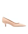 Stuart Weitzman Stuart Pointed Toe Kitten Heel Pumps In Nude