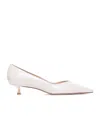 Stuart Weitzman Eva Leather Kitten-heel Pumps In White
