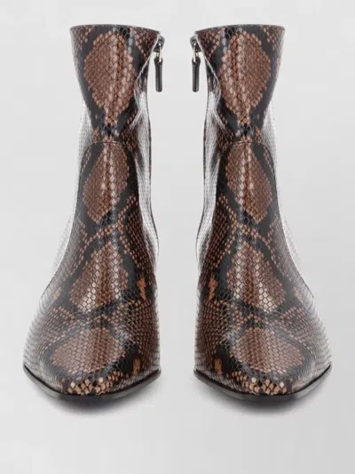 Stuart Weitzman Pointed Toe Ankle Boots Block Heel In Brown