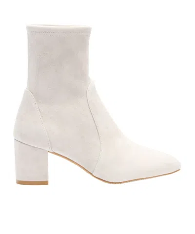 Stuart Weitzman Pointed-toe Ankle Boots In White
