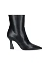 Stuart Weitzman Pointed Toe Ankle Boots With Sculpted Mid-height Heel In Black