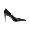 Stuart Weitzman Pointed Toe Stiletto Heel Pumps In Patent Leather In Black